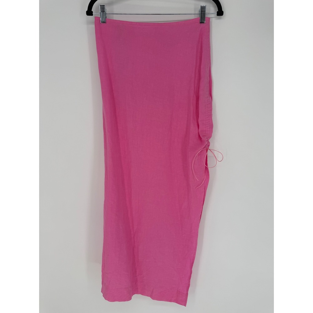NATALIE ROLT BELLINI SKIRT CANDY PINK SIZE 1 (US 4) 100% LINEN RESORTWEAR CHIC